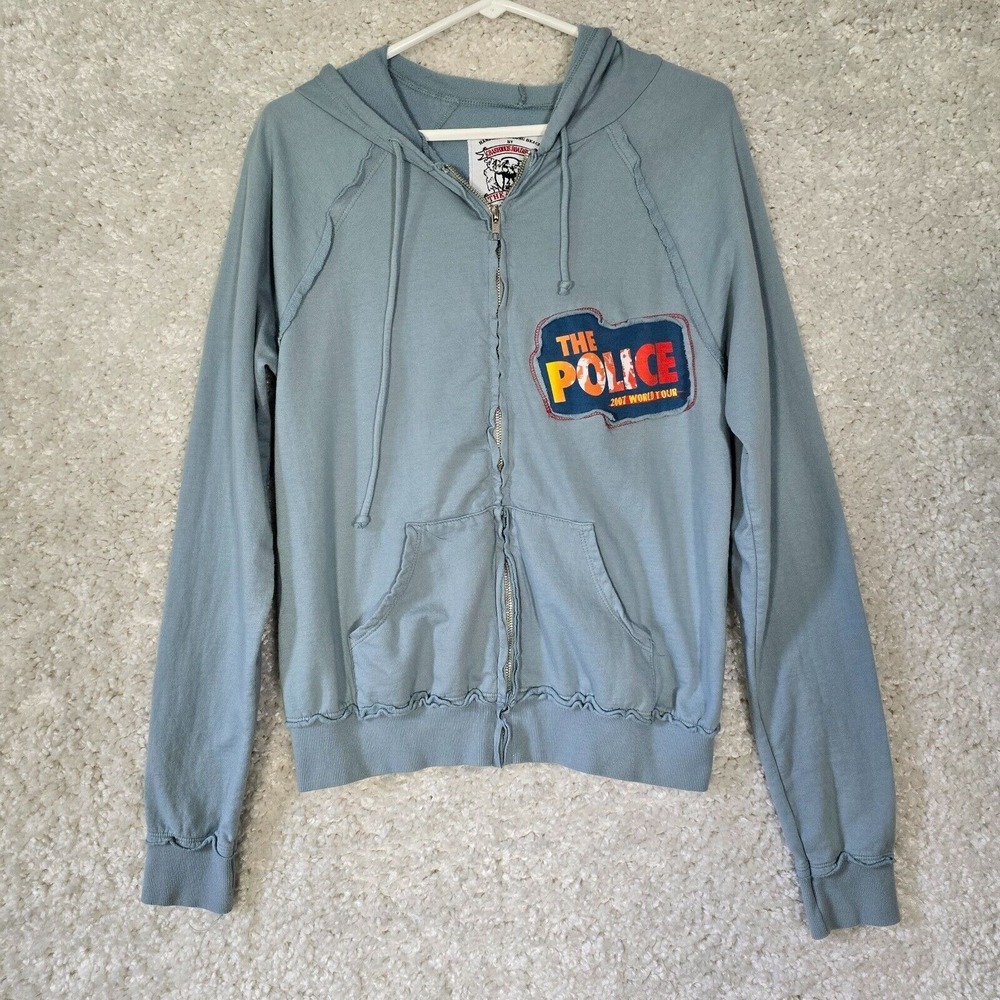 The‎ Police Womens Zip Up Hoodie Blue Graphic 2007 Tour USA Limited Size L